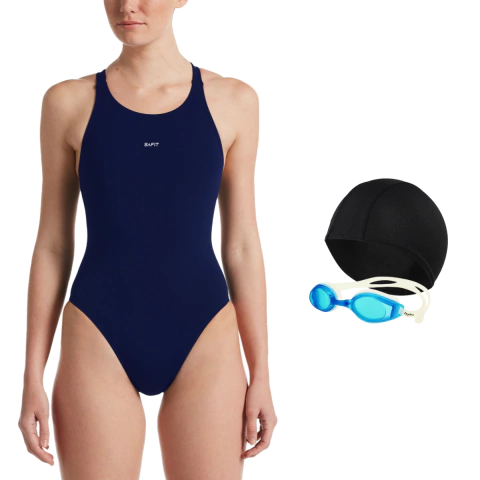 Combo Malla Natacion Safit 6190 + Gorro Tela + Antiparras - SAFIT SPORT