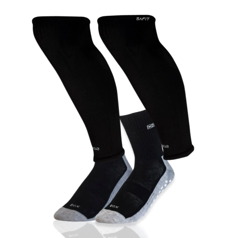 Pack x2 Medias Antideslizantes + Pantorrilleras Futbol Sox® FU27 - SAFIT SPORT