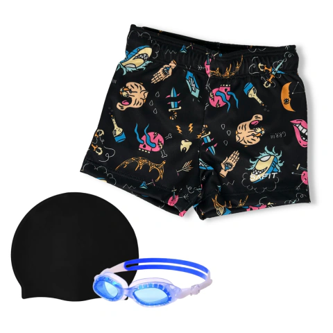 Combo Malla Short Natacion 8190 + Antiparras + Gorro Silicona en internet