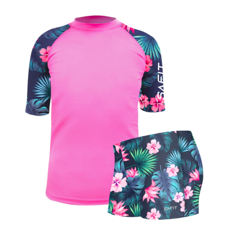 Imagen de Combo Remera Proteccion Solar Manga Corta 520 + Short Natacion 510