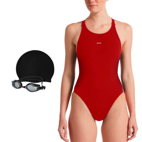 Combo Malla Natacion Safit 6190 + Gorro Silicona + Antiparras