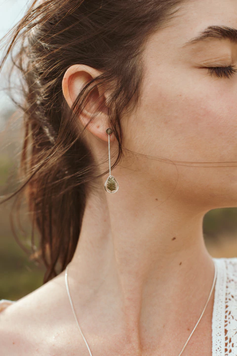 Brinco Piptadenia & Turmalina Verde (folheado)