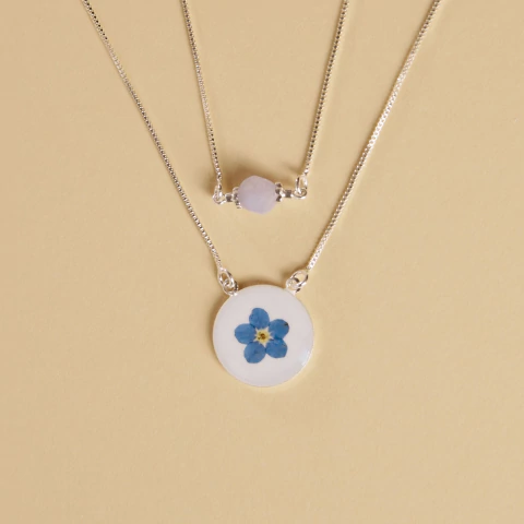 Escapulário Miosótis & Água Marinha - comprar online