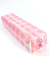estojo plástico estampado bolinhas rosa - 19 x 4 x 6 cm