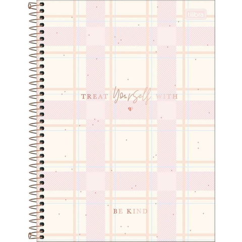 Caderno 10 matérias - Soho Xadrez Rosa - Tilibra - Universitário - Espiral - Capa Dura - 160 folhas - 20 cm x 27,5 cm