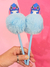 Caneta Fofa Pompom Stitch - Azul Cute - Caneta Gel Ponta Fina - Unidade