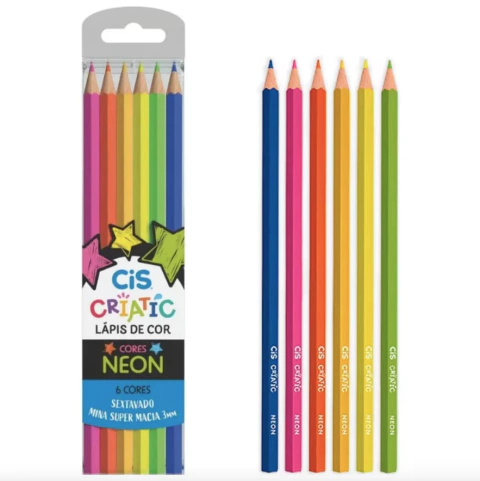 Lápis De Cor Neon Cis Criatic - Cores Neon - 6 Cores - Cis