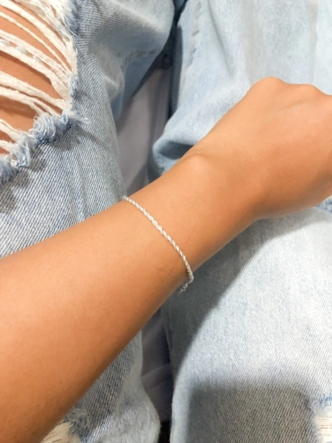 Pulseira fio baiano prata (PL68)