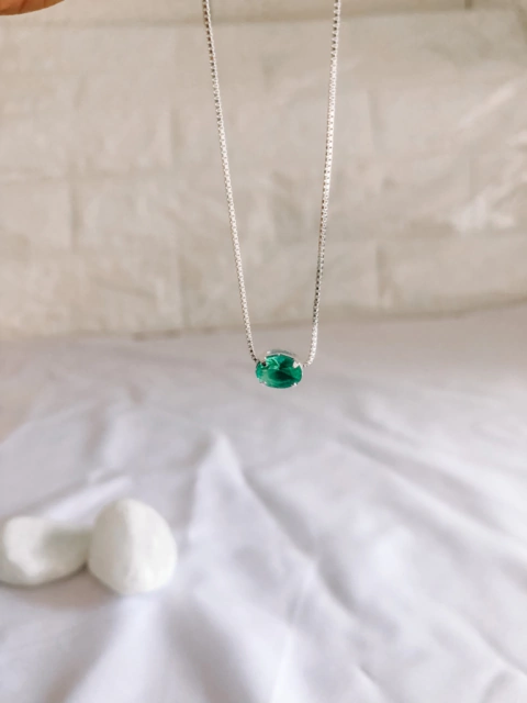 Choker esmeralda prata (CK22)