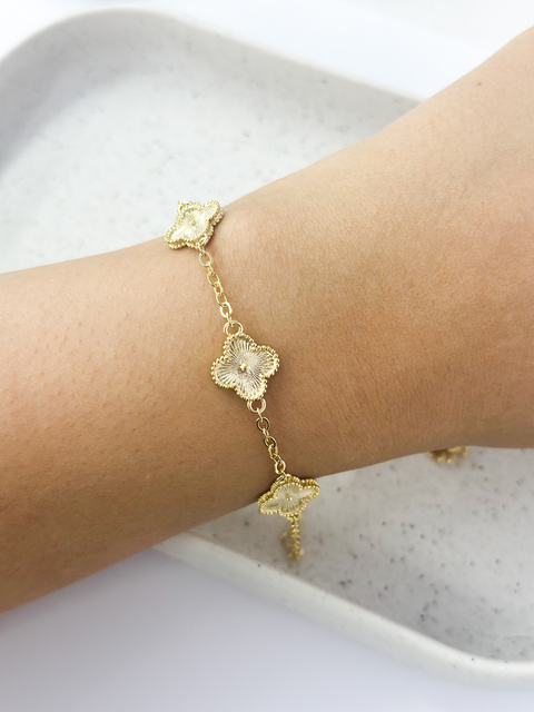 Pulseira três trevos lisos ouro (PU18)