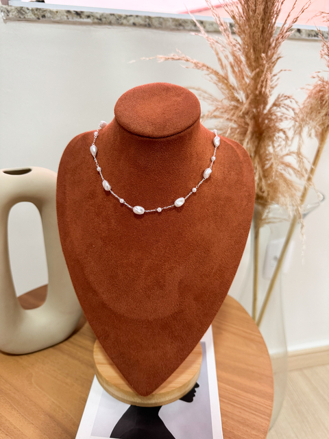 Choker pérola prata (CK05)