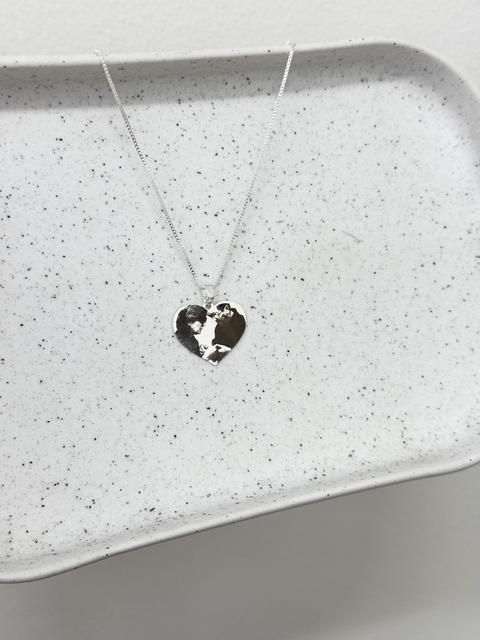 Personalizado coração realista M prata (PZ01)