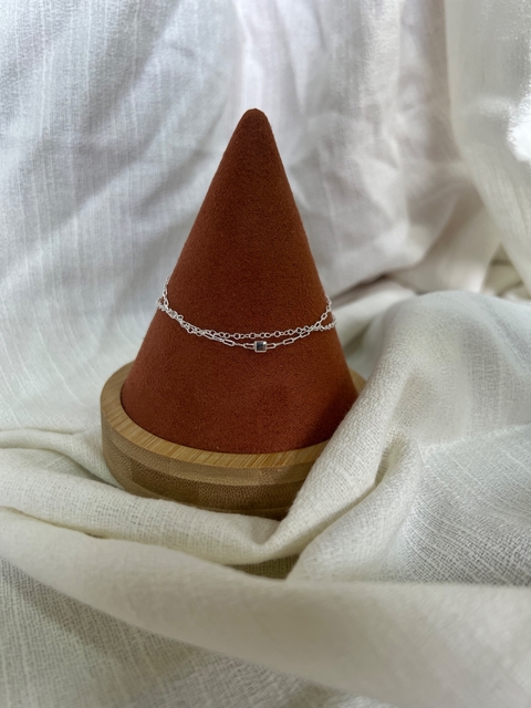 Pulseira dupla quadrado prata