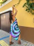 Vestido corda tie dye roxo azul e preto