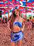 Saia franzida tie dye azul