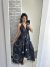 Vestido Longo Lenço beija-flor preto