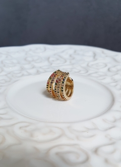 Piercing fake cravejado zircônia color 5 aros banho ouro 18k - comprar online