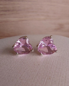 Conjunto coração zircônia rosa claro banho platina na internet