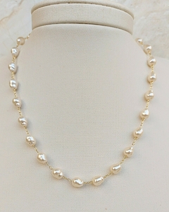 Colar pérolas barrocas banho ouro 18k