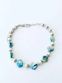CHOKER PÉROLA COM AZUL