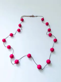 COLAR FIO DE BOLINHA ROSA PINK