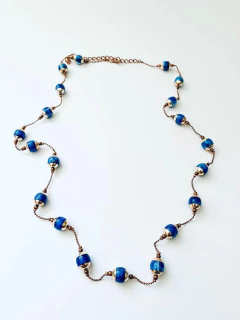 FIO DE BOLINHA AZUL COM DOURADO