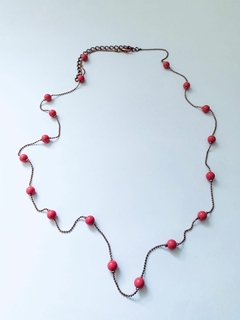 COLAR FIO DE BOLINHA ROSA CHICLETE