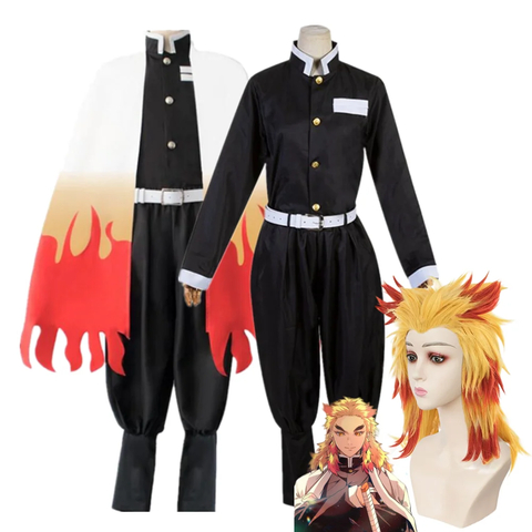 Cosplay Kyojuro Rengoku Kimetsu no Yaiba Profissional (Adulto e Infantil)
