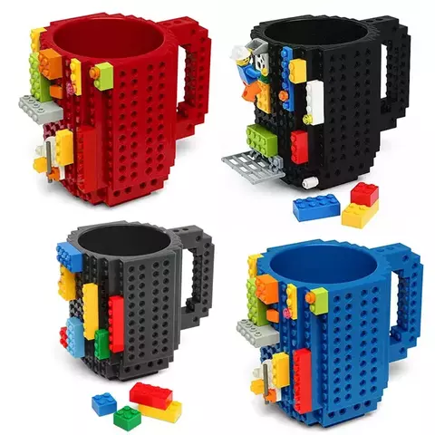 Caneca Blocos de Montar c/ Peças 350ml (Várias Cores)