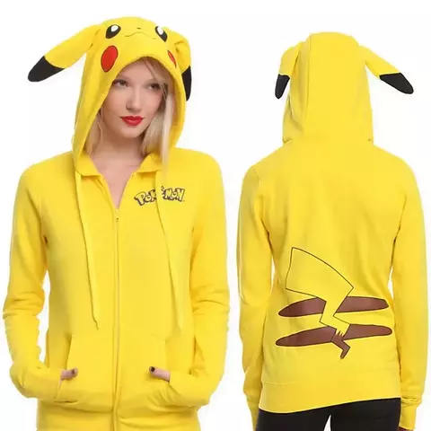 Casaco Moletom Pikachu com Capuz Adulto