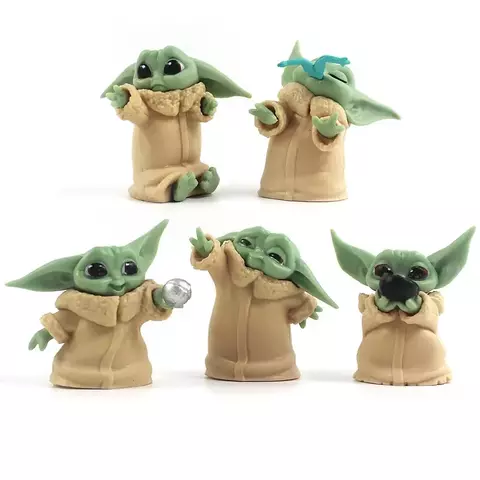 Coleção Action Figures Baby Yoda Grogu 5 pçs