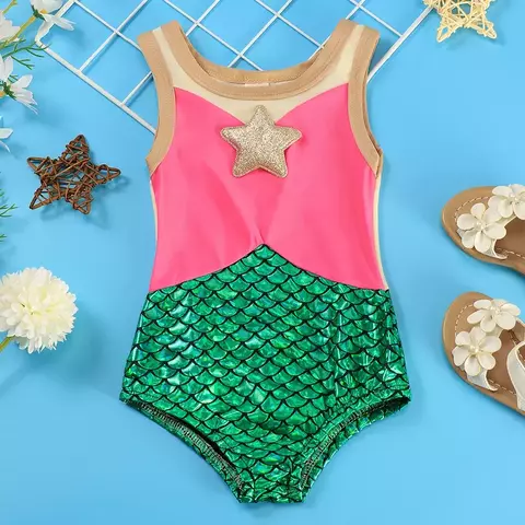 Maiô Ariel Infantil Coleção Praia Princesas