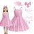 Fantasia Barbie Rosa Xadrez Acessórios Cosplay Infantil