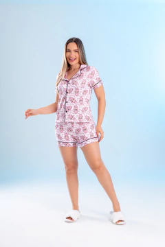PIJAMA AMERICANO CURTO LABUBU ROSA