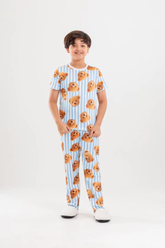 LONGO BÁSICO MG CURTA INFANTIL URSO LISTRADO - comprar online