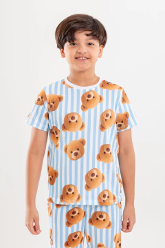 LONGO BÁSICO MG CURTA INFANTIL URSO LISTRADO