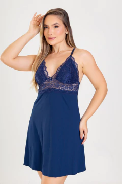 CAMISOLA RENDA + ROBE AZUL MARINHO - comprar online
