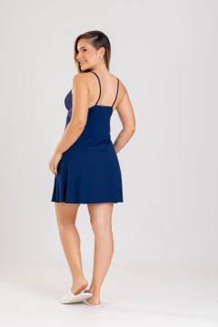 Imagem do CAMISOLA RENDA + ROBE AZUL MARINHO