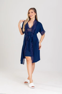 CAMISOLA RENDA + ROBE AZUL MARINHO na internet