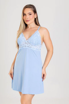 CAMISOLA RENDA + ROBE AZUL BEBÊ - loja online