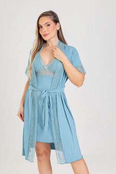 CAMISOLA RENDA + ROBE TURQUESA ESCURO - comprar online