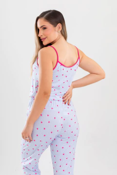 LONGO ALCINHA CORAÇÃOZINHO LISTRAS - Revid Pijamas