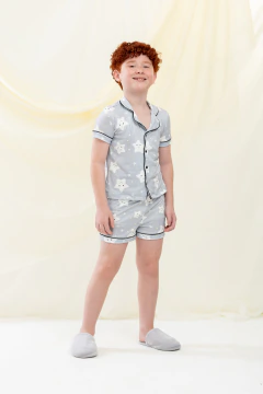 PIJAMA AMERICANO INFANTIL CINZA ESTRELA - comprar online