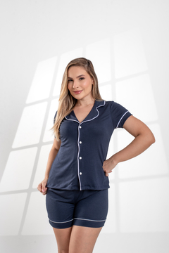 AMERICANO CURTO LISO AZUL MARINHO - Revid Pijamas