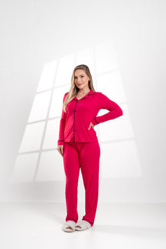 PIJAMA LONGO LISO PINK - loja online