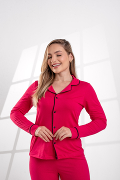 PIJAMA LONGO LISO PINK na internet