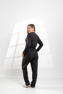 PIJAMA LONGO LISO PRETO - loja online
