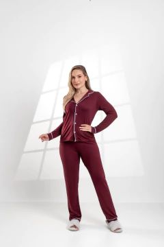 PIJAMA LONGO LISO VINHO na internet