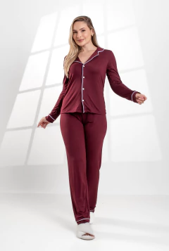 PIJAMA LONGO LISO VINHO - comprar online