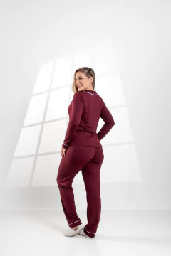 PIJAMA LONGO LISO VINHO - loja online